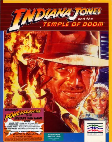 Indiana Jones and the Temple of Doom C64 box art