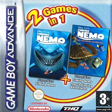 2 Games in 1: Finding Nemo + Finding Nemo: The Continuing Adventures GBA box art
