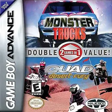 2 Games in 1: Quad Desert Fury + Monster Trucks GBA box art