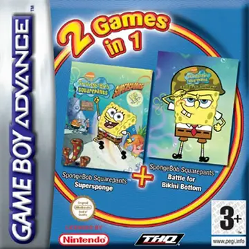2 Games in 1: SpongeBob SquarePants: SuperSponge + SpongeBob SquarePants: Battle for Bikini Bottom GBA box art