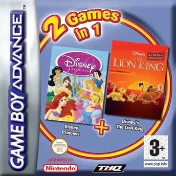 2 Games in 1: The Lion King + Disney Princess box art