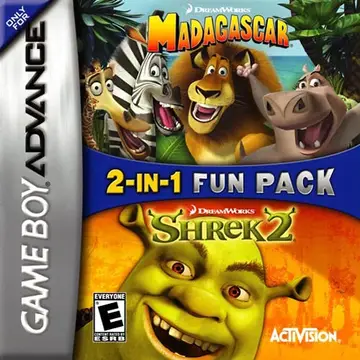 2-in-1 Fun Pack: Shrek 2 + Madagascar GBA box art