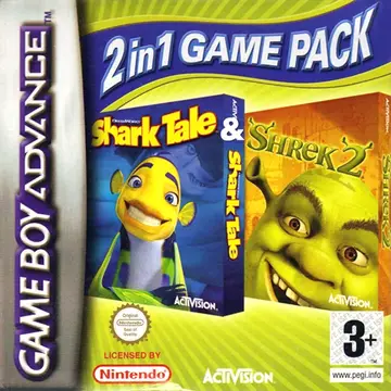 2 in 1 Game Pack: Shrek 2 & Shark Tale GBA box art