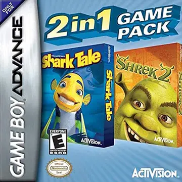 2 in 1 Game Pack: Shrek 2 + Shark Tale GBA box art
