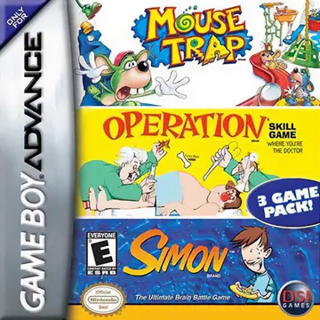 3 Game Pack!: Mouse Trap + Simon + Operation GBA box art
