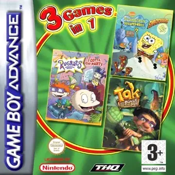 3 Games in 1: Rugrats: I Gotta Go Party + SpongeBob SquarePants: SuperSponge + Tak and the Power of Juju box art