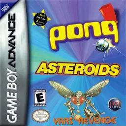 3 Games in One!: Yars' Revenge + Asteroids + Pong GBA box art