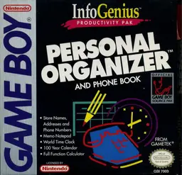 InfoGenius Productivity Pak: Personal Organizer and Phone Book Game Boy box art