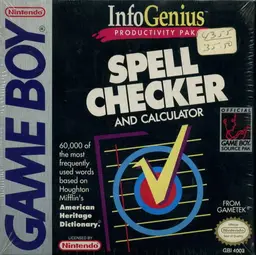 InfoGenius Productivity Pak: Spell Checker and Calculator Game Boy box art