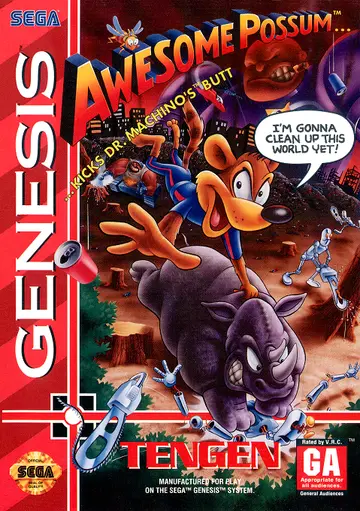 Awesome Possum... Kicks Dr. Machino's Butt Genesis box art