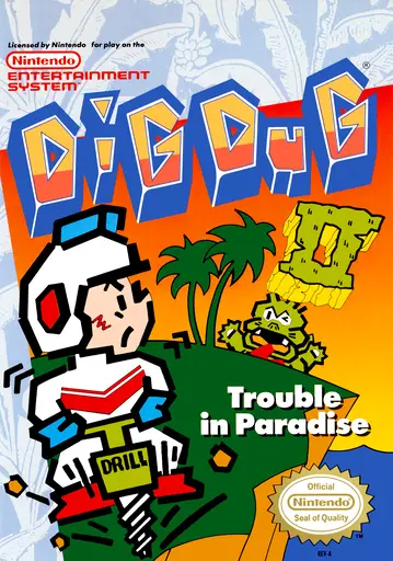 Dig Dug II: Trouble in Paradise NES box art