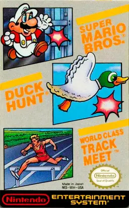 Super Mario Bros. / Duck Hunt / World Class Track Meet NES box art