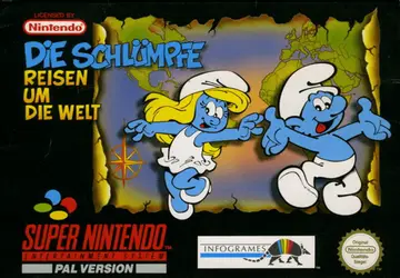The Smurfs Travel the World SNES box art