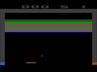 Breakout gameplay screenshot on 2600