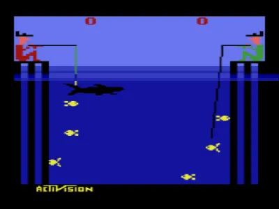 Fishing Derby gameplay screenshot on 2600
