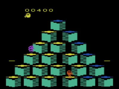 Q*bert gameplay screenshot on 2600