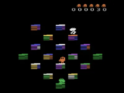 Q-bert's Qubes gameplay screenshot on 2600