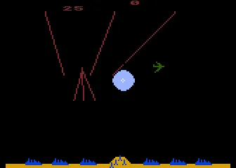 Missile Command gameplay screenshot on 5200