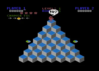 Q*bert gameplay screenshot on 5200