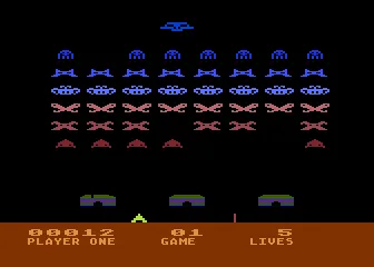 Space Invaders gameplay screenshot on 5200