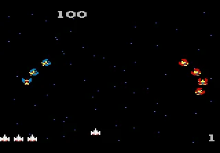 Galaga gameplay screenshot on 7800