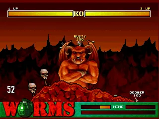 Worms gameplay screenshot on Jaguar