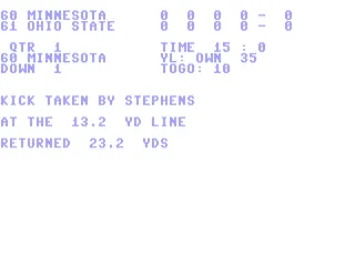3 in 1 College & Pro Football gameplay screenshot on C64