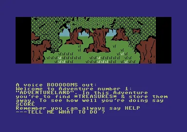 Adventureland gameplay screenshot on C64