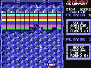 Arkanoid gameplay screenshot on C64