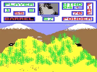 Artillery Duel gameplay screenshot on C64