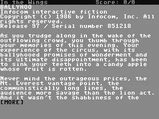Ballyhoo gameplay screenshot on C64