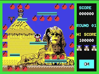 Bomb Jack gameplay screenshot on C64