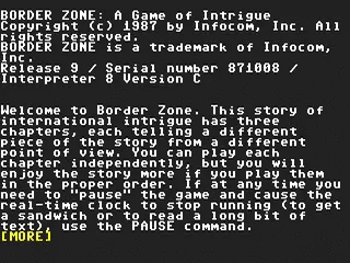 Border Zone gameplay screenshot on C64