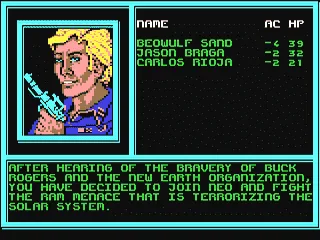 Buck Rogers: Countdown to Doomsday gameplay screenshot on C64