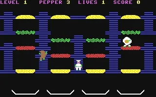 BurgerTime gameplay screenshot on C64