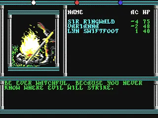 Champions of Krynn gameplay screenshot on C64