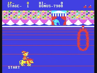 Circus Charlie gameplay screenshot on C64