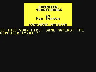 Computer Quarterback gameplay screenshot on C64