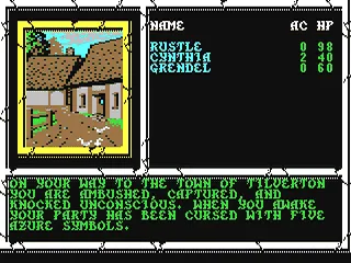Curse of the Azure Bonds gameplay screenshot on C64