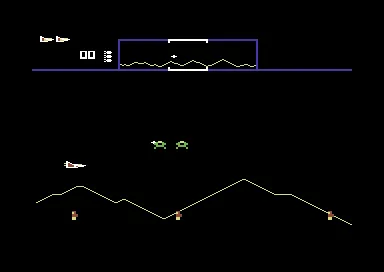 Defender gameplay screenshot on C64
