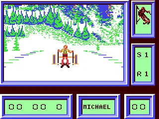 Downhill Challenge gameplay screenshot on C64