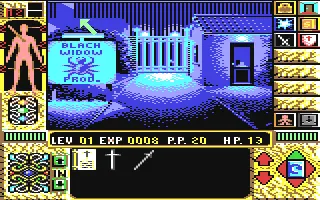 Elvira II: The Jaws of Cerberus gameplay screenshot on C64