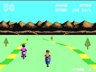 Enduro Racer gameplay screenshot on C64