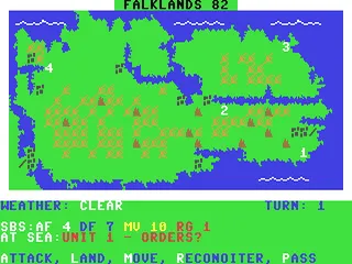 Falklands '82 gameplay screenshot on C64