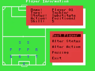 Football Manager World Cup Edition gameplay screenshot on C64