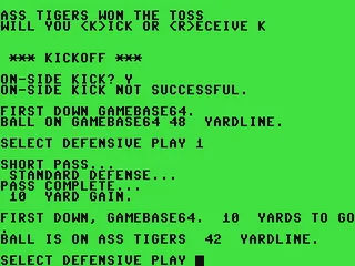 Football gameplay screenshot on C64