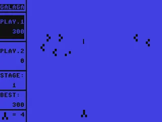 Galaga gameplay screenshot on C64