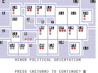 Geopolitique 1990 gameplay screenshot on C64