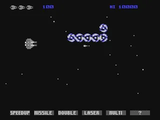 Gradius gameplay screenshot on C64