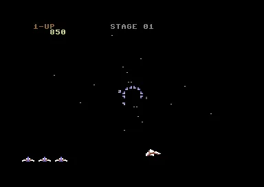 Gyruss gameplay screenshot on C64